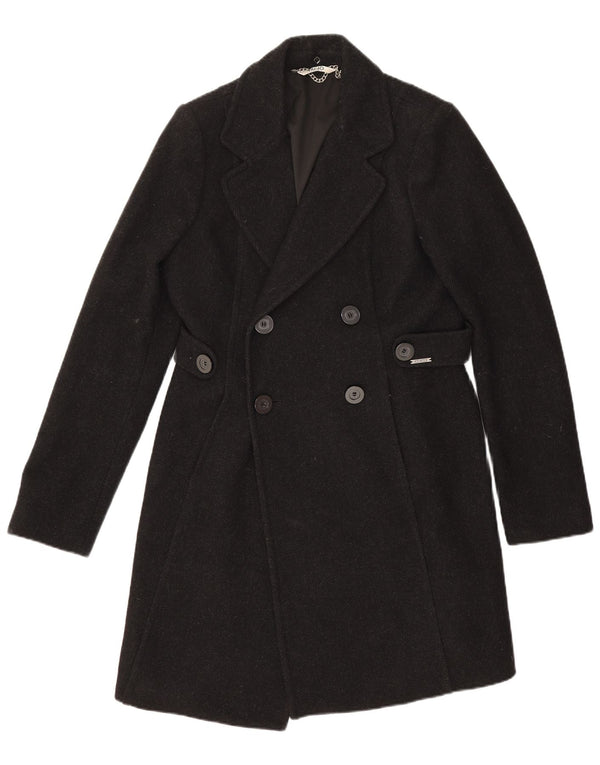 Liu Jo Mens Double Breasted Coat IT 46 Small Black Wool