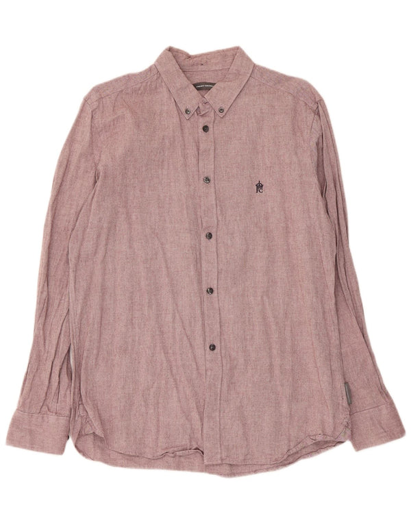 French Connection Mens Shirt Large Pink Cotton
