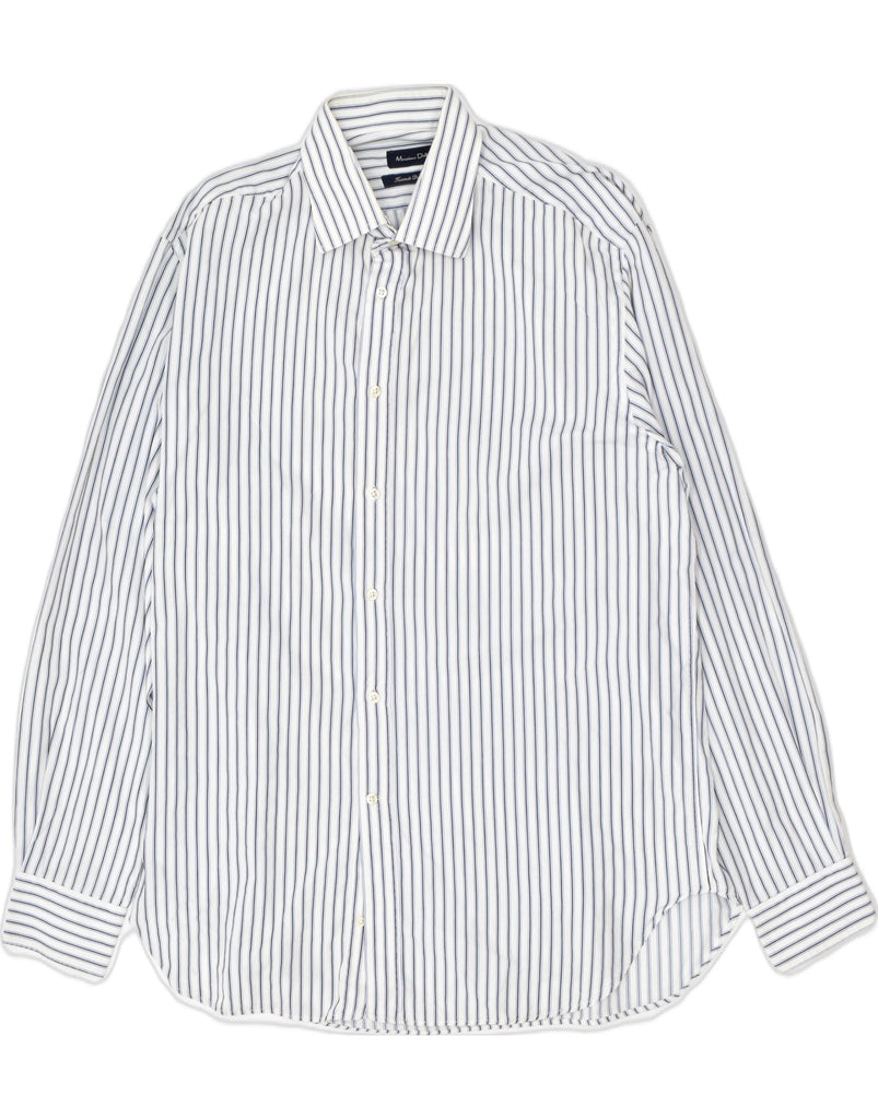 MASSIMO DUTTI Mens Shirt Size 44 XL White Striped Cotton | Vintage | Thrift | Second-Hand | Used Clothing | Messina Hembry 