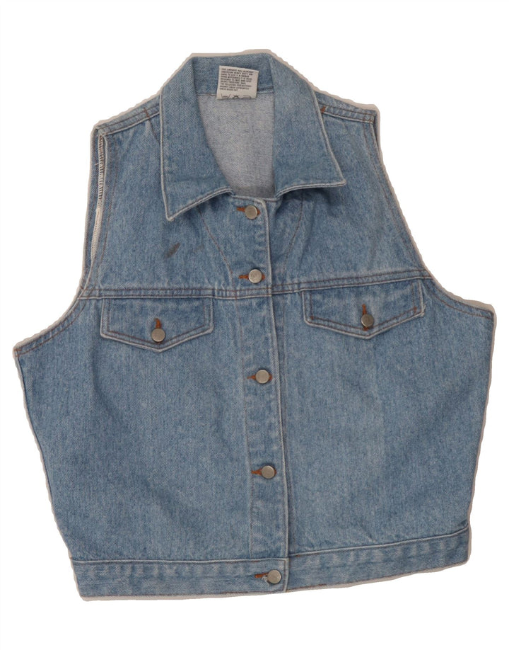 VINTAGE Womens Denim Gilet UK 14 Large Blue Cotton Vintage Vintage and Second-Hand Vintage from Messina Hembry 