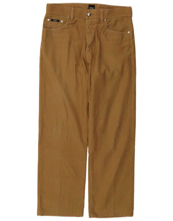 Hugo Boss Mens Scout Straight Casual Trousers W32 L27 Beige Cotton