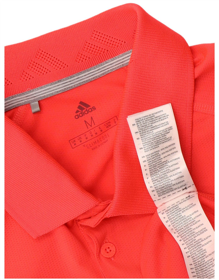 Adidas Mens Climacool Polo Shirt Medium Red Colourblock Polyester