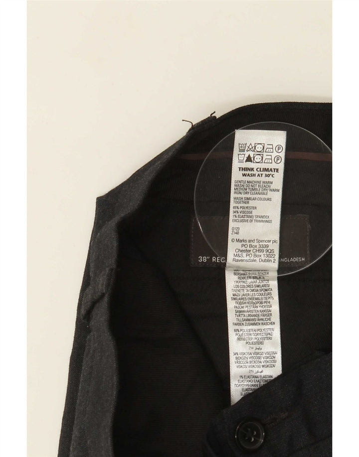 Marks & Spencer Mens Slim Fit Suit Trousers W38 L31 Grey Polyester