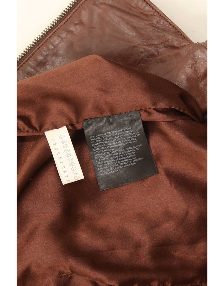 C & A Womens Leather Jacket UK 18 XL Brown