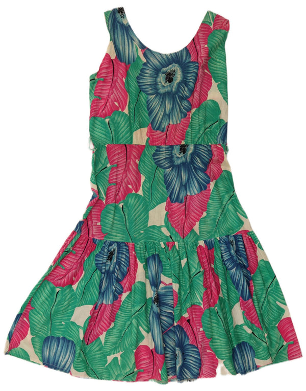 Vintage Womens Sleeveless A-Line Dress UK 14 Medium Multicoloured Floral