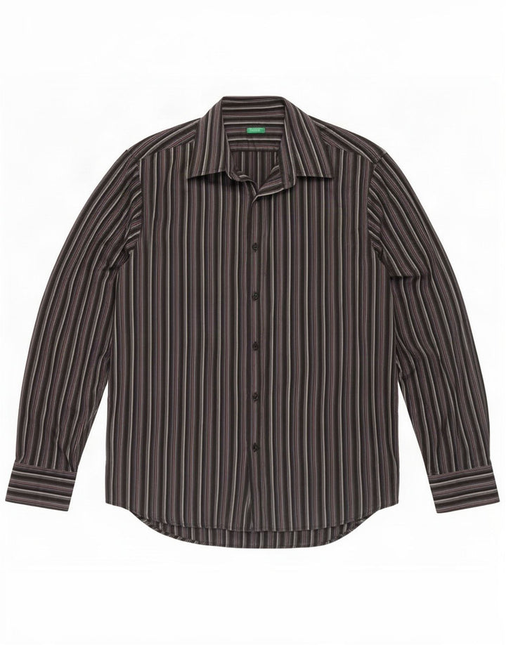 Benetton Mens Shirt Large Multicoloured Striped Cotton