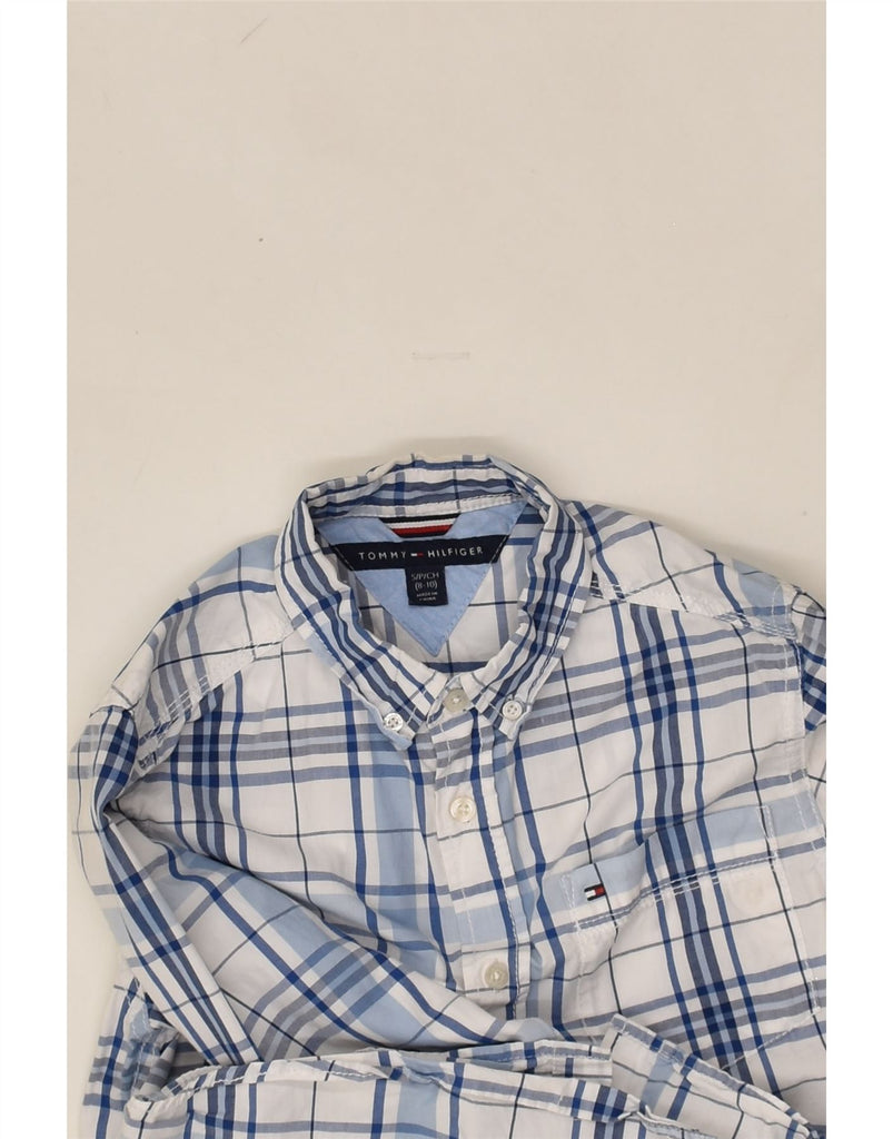 TOMMY HILFIGER Boys Shirt 8-9 Years Small  Blue Check Cotton | Vintage Tommy Hilfiger | Thrift | Second-Hand Tommy Hilfiger | Used Clothing | Messina Hembry 