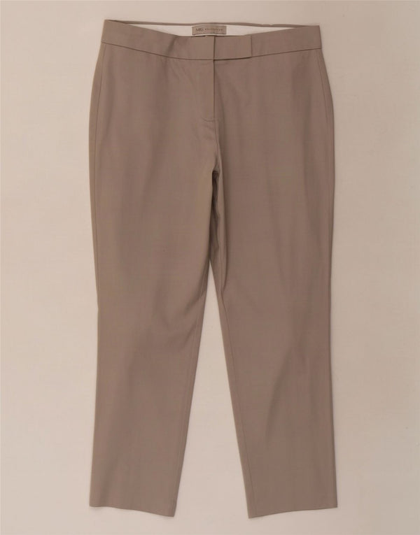 Marks & Spencer Womens Crop Suit Trousers UK 10 Small W27 L23 Beige Cotton