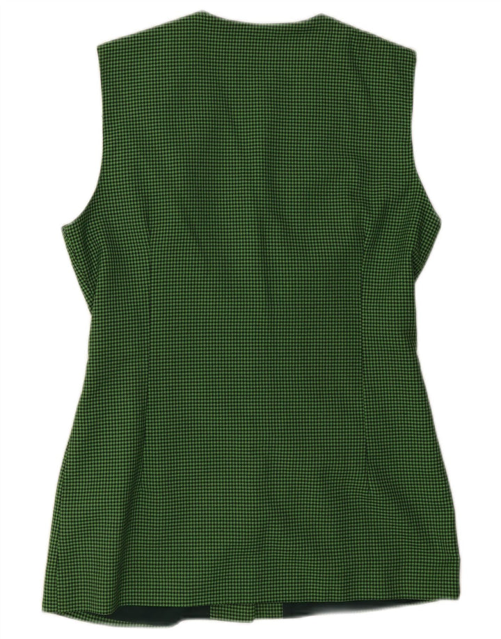 Vintage Womens Sleeveless Blazer Jacket UK 12 Medium Green Houndstooth
