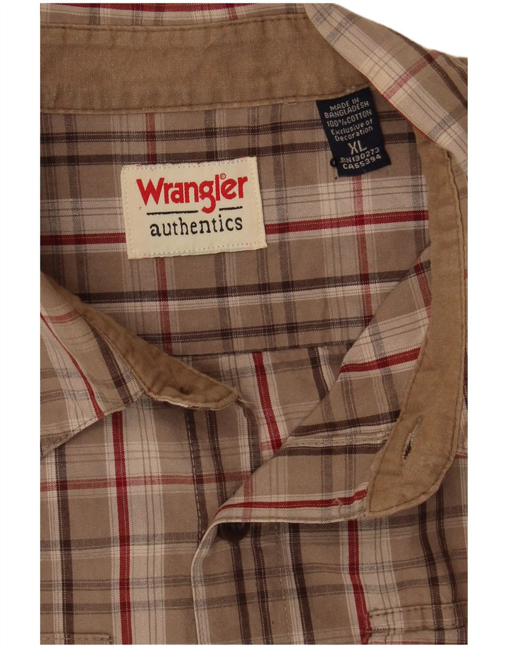 Wrangler Mens Shirt XL Beige Check Cotton