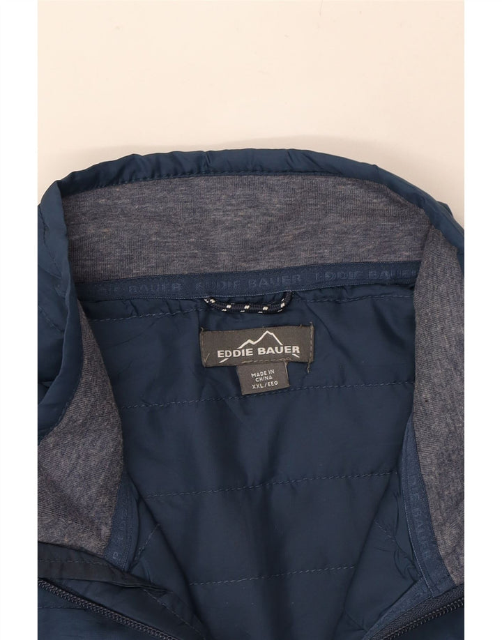 EDDIE BAUER Mens Zip Neck Sweatshirt Jumper 2XL Grey Colourblock Cotton Vintage Eddie Bauer and Second-Hand Eddie Bauer from Messina Hembry 