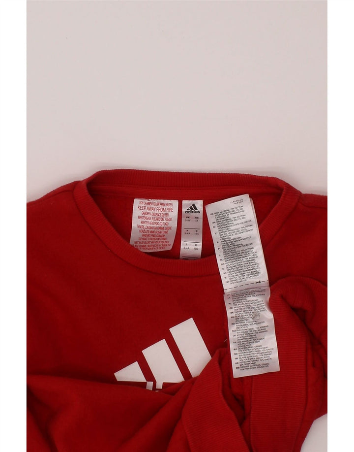 Adidas Boys Graphic Sweatshirt Jumper 3-4 Years Red Cotton