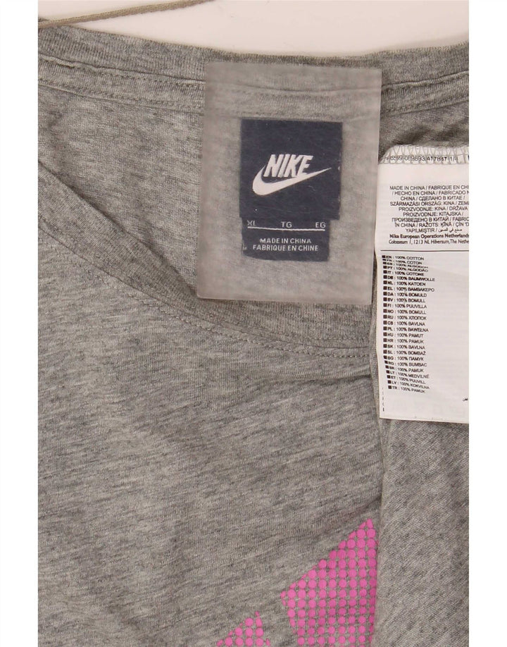 Nike Womens Crop Oversized Graphic Top Long Sleeve UK 18 XL Grey Flecked