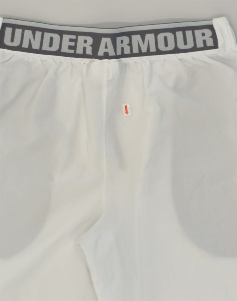 UNDER ARMOUR Mens Graphic Sport Shorts Medium White Polyester | Vintage Under Armour | Thrift | Second-Hand Under Armour | Used Clothing | Messina Hembry 