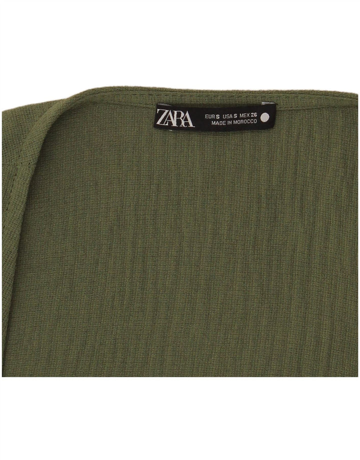 Zara Womens Crop Top 3/4 Sleeve UK 10 Small Green