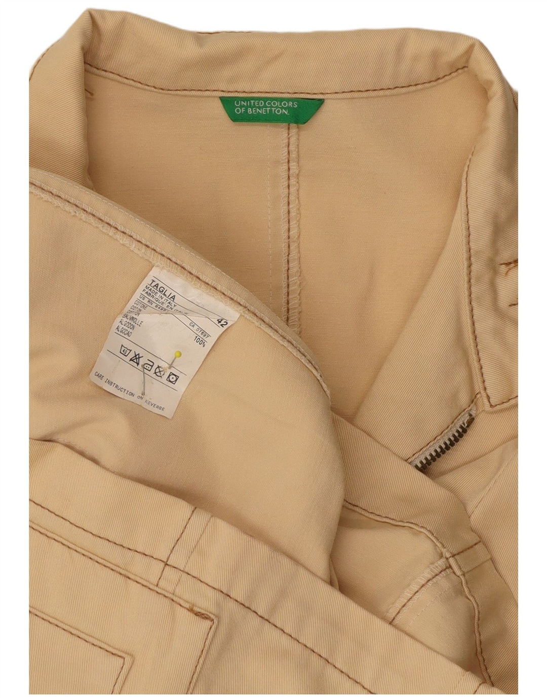 BENETTON Womens Utility Jacket IT 42 Medium Beige Cotton