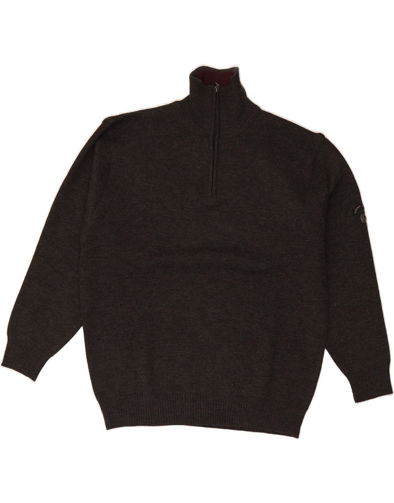 VINTAGE Mens Zip Neck Jumper Sweater 5XL Grey Merino Wool Vintage Vintage and Second-Hand Vintage from Messina Hembry 