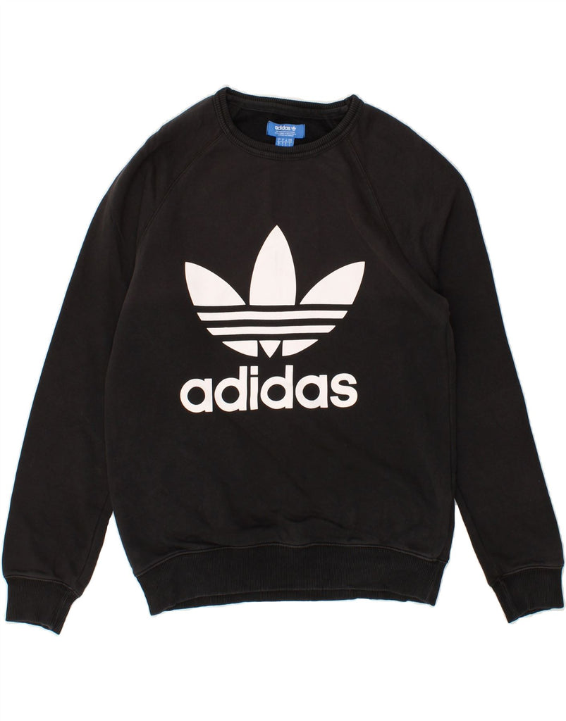 ADIDAS Mens Graphic Sweatshirt Jumper Small Black Cotton | Vintage Adidas | Thrift | Second-Hand Adidas | Used Clothing | Messina Hembry 