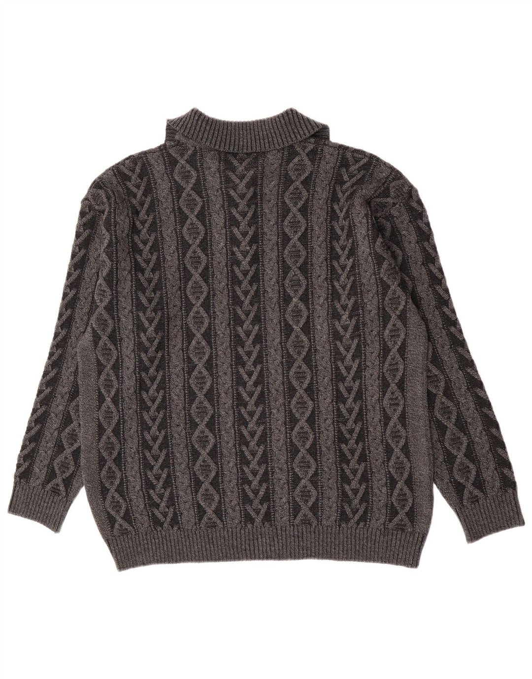 Vintage Mens Zip Neck Jumper Sweater IT 52 Large Grey Geometric Wool