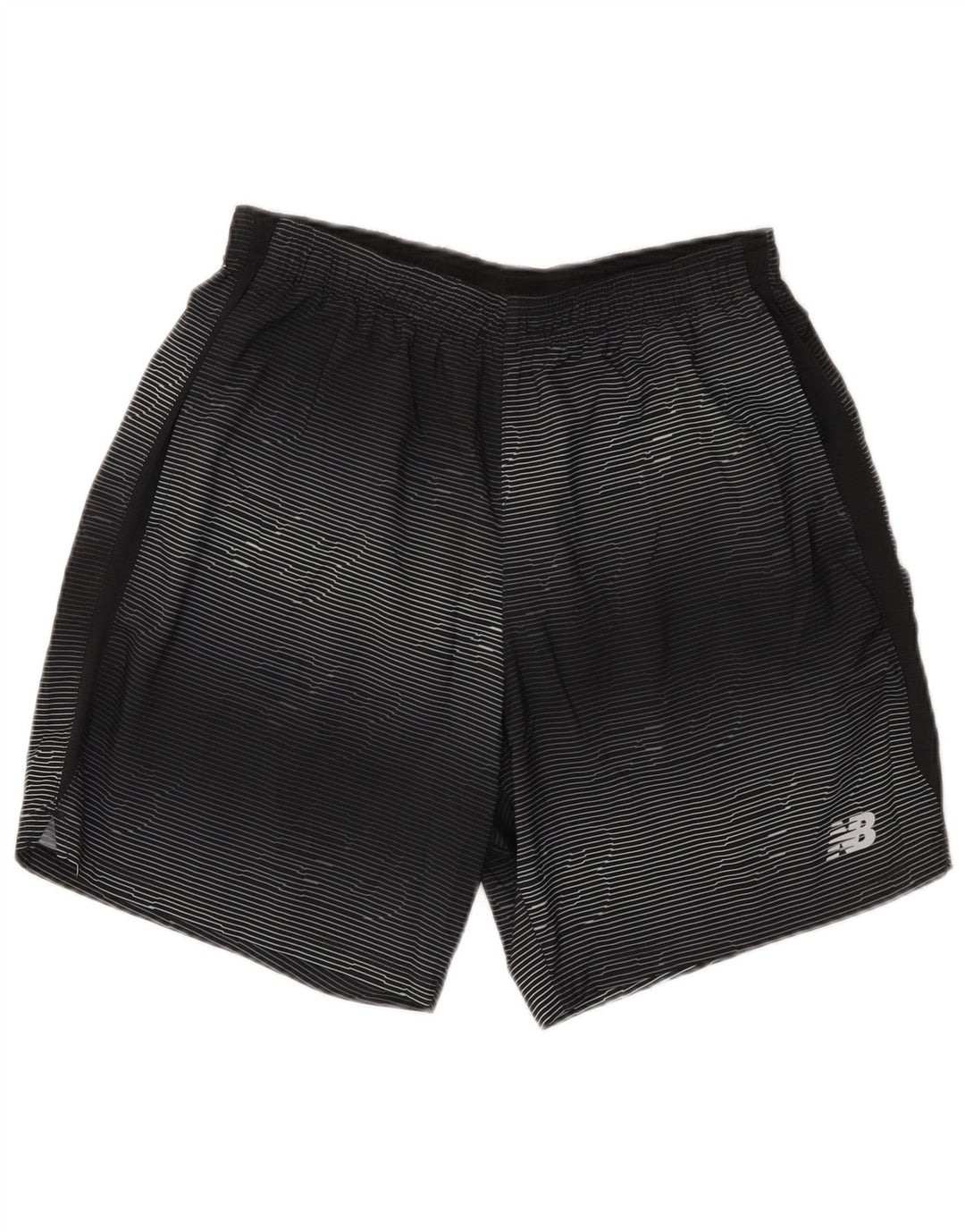 New Balance Mens Graphic Sport Shorts Medium  Black Striped Polyester