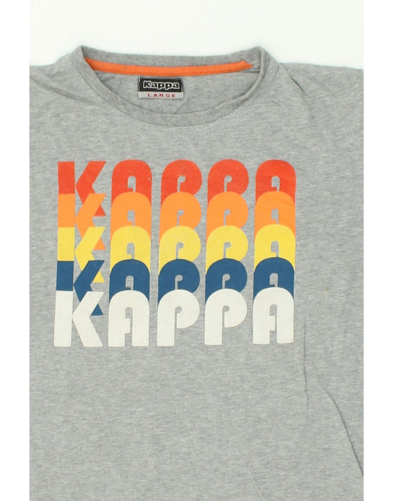 KAPPA Womens Graphic T-Shirt Top UK 16 Large Grey Cotton | Vintage Kappa | Thrift | Second-Hand Kappa | Used Clothing | Messina Hembry 