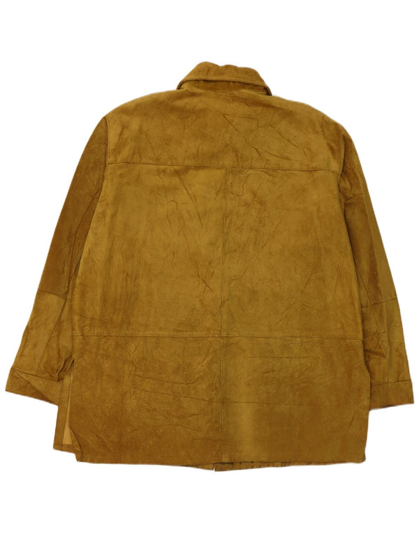Vintage Womens Suede Jacket IT 48 XL Khaki