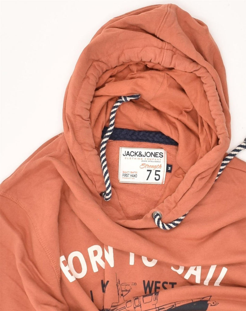 JACK & JONES Mens Graphic Hoodie Jumper Medium Orange Cotton | Vintage Jack & Jones | Thrift | Second-Hand Jack & Jones | Used Clothing | Messina Hembry 