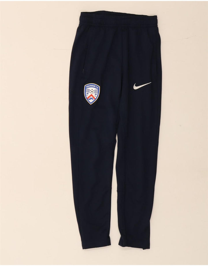NIKE Girls Tracksuit Trousers 8-9 Years Small Navy Blue