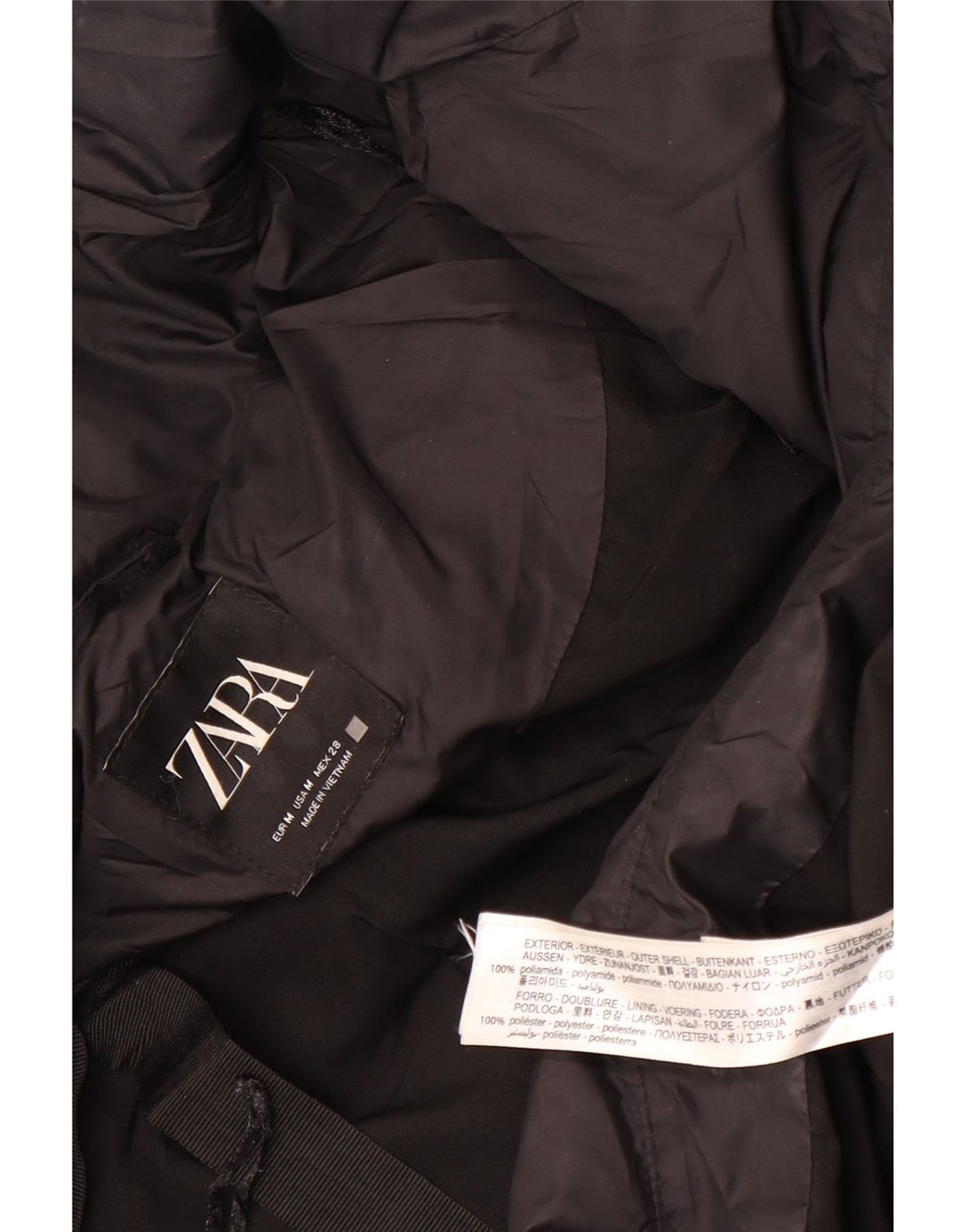Zara Womens Hooded Oversized Padded Coat UK 14 Medium Black Polyamide