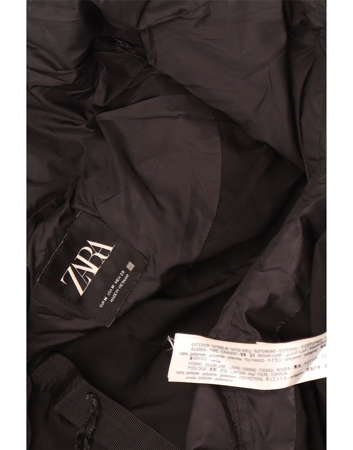 Zara Womens Hooded Oversized Padded Coat UK 14 Medium Black Polyamide