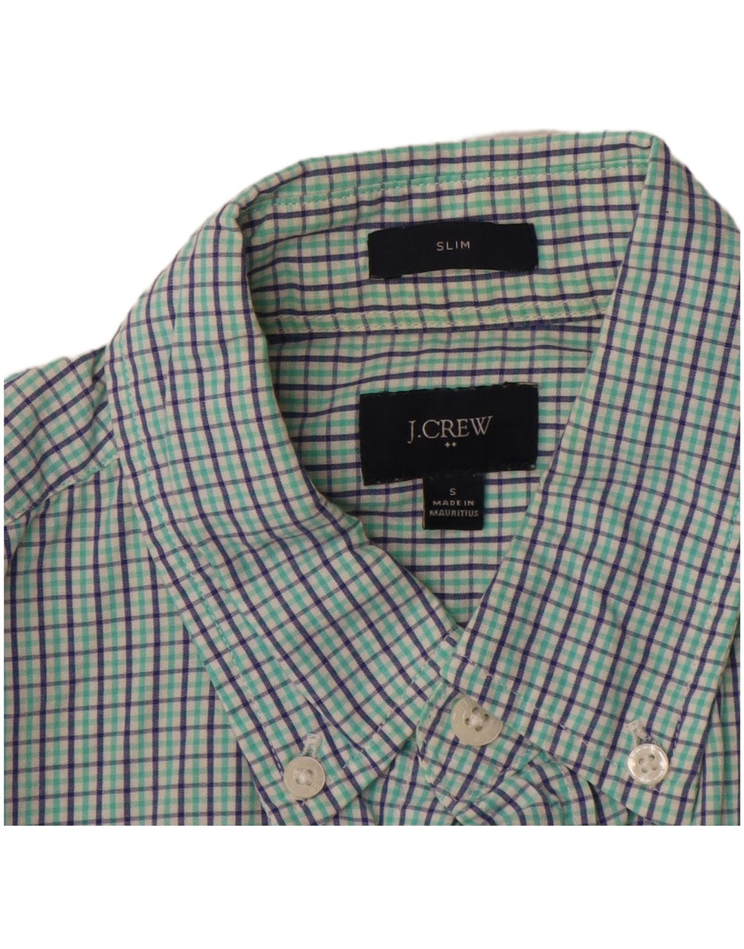 J. CREW Mens Slim Shirt Small Green Check Cotton