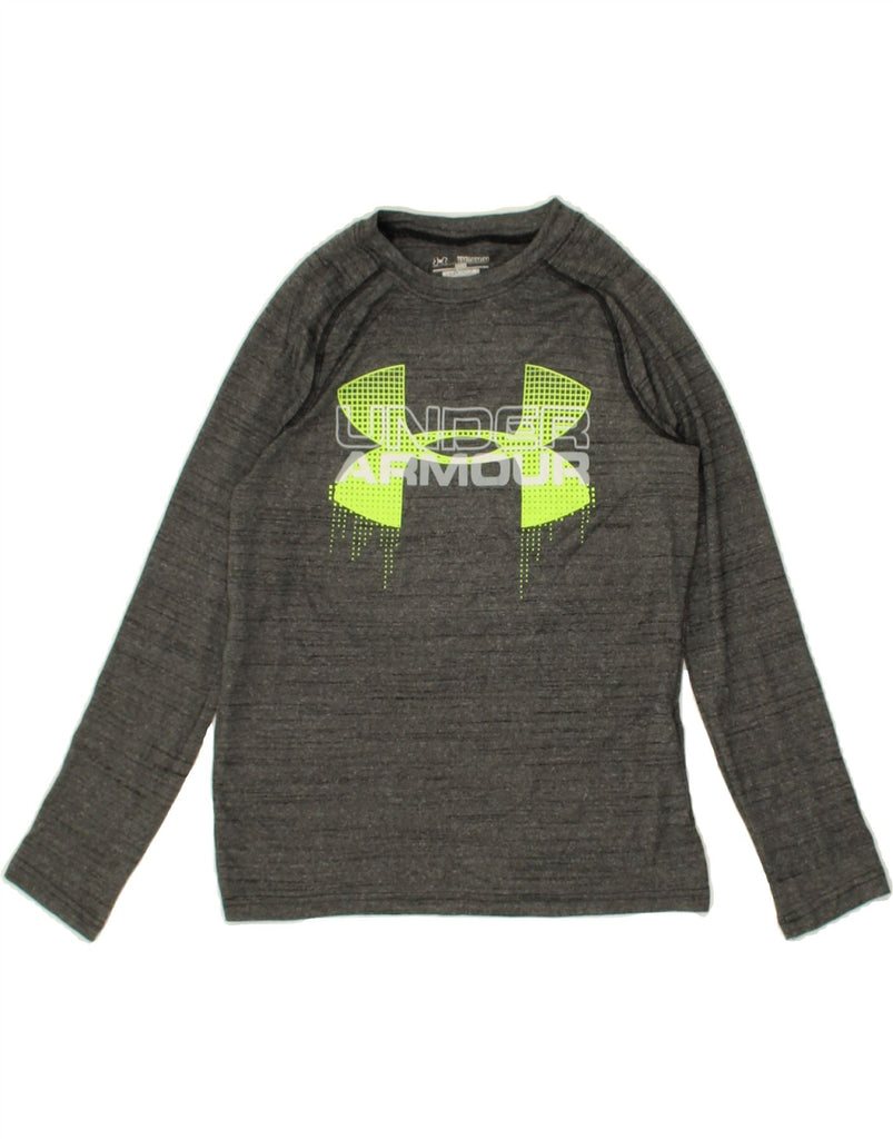 UNDER ARMOUR Boys Graphic Top Long Sleeve 10-11 Years Medium Grey Flecked | Vintage Under Armour | Thrift | Second-Hand Under Armour | Used Clothing | Messina Hembry 