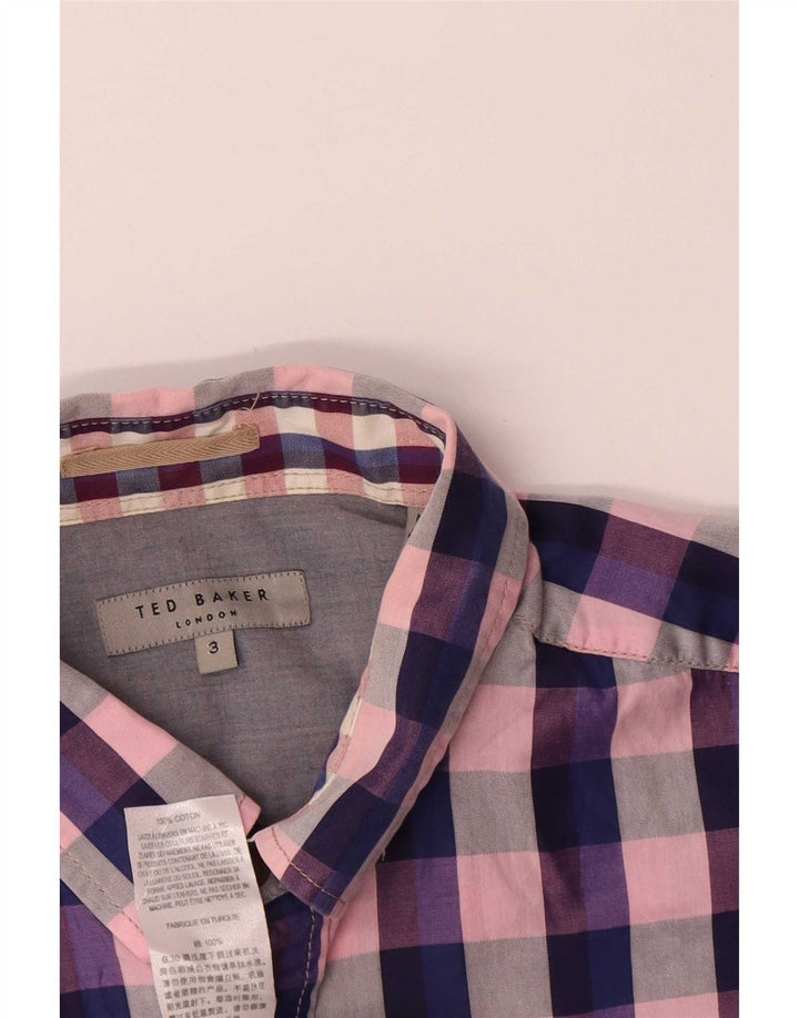 Ted Baker Mens Short Sleeve Shirt Size 3 Medium Multicoloured Check Cotton