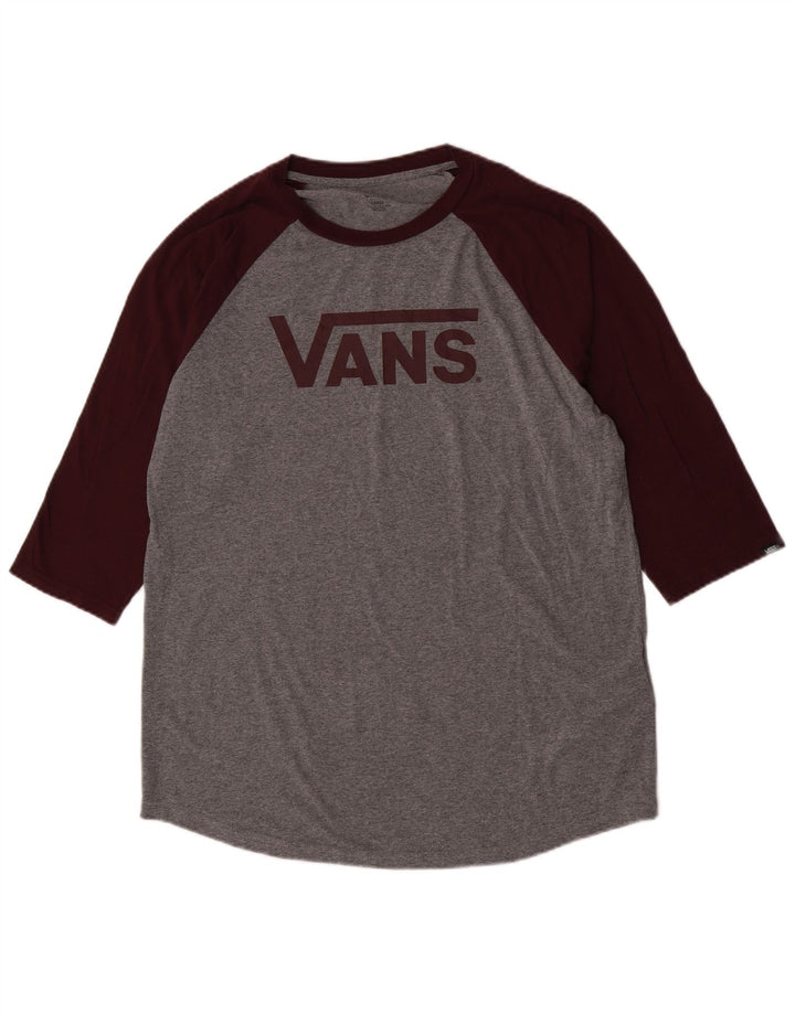 Vans Mens Graphic Top 3/4 Sleeve Large Grey Flecked Cotton