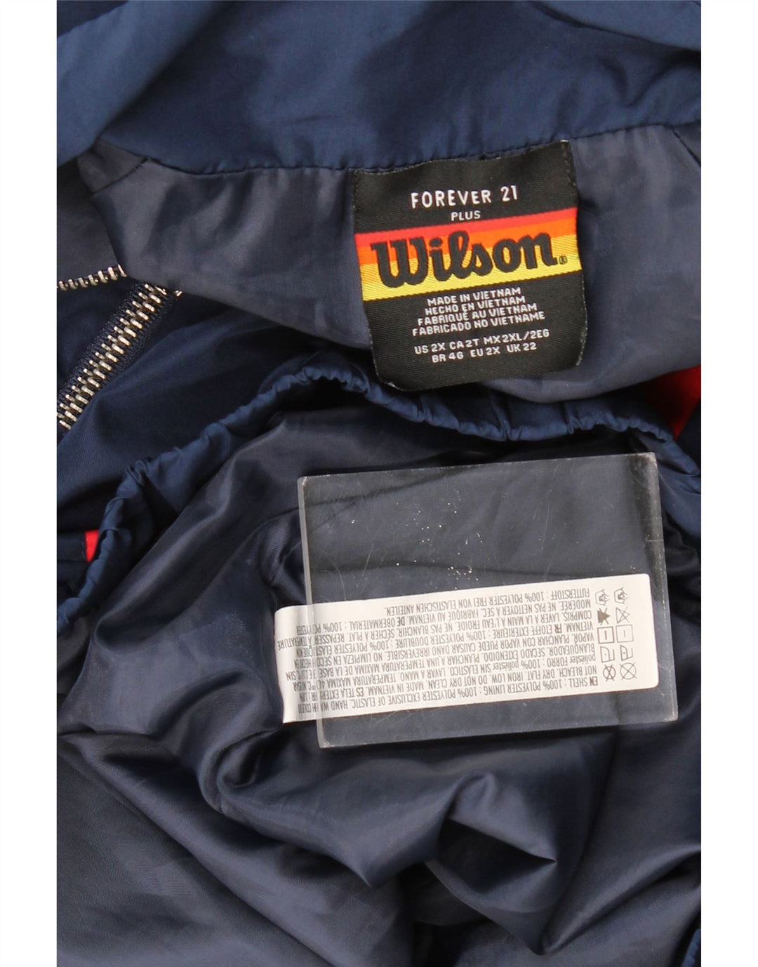 WILSON Womens Oversized Graphic Windbreaker Jacket UK 22 2XL Navy Blue