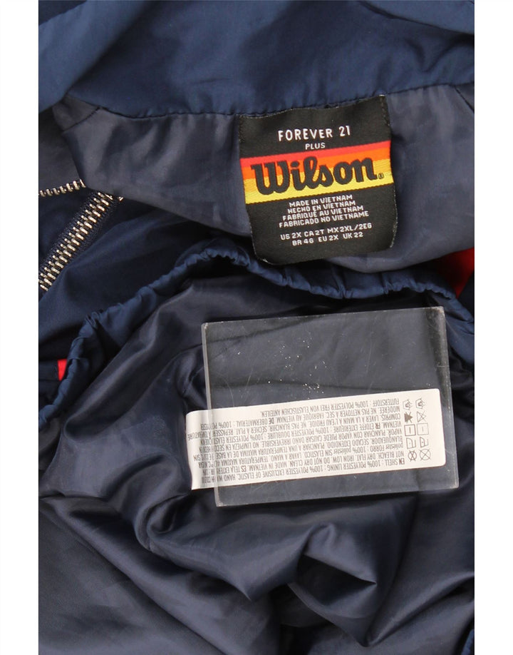 WILSON Womens Oversized Graphic Windbreaker Jacket UK 22 2XL Navy Blue