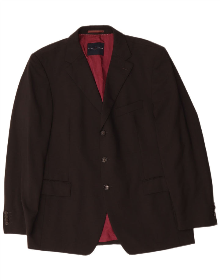 Tommy Hilfiger Mens Tailored 3 Button Blazer Jacket UK 42 XL Brown Viscose