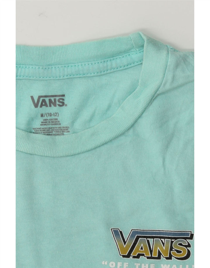 VANS Boys Graphic Top Long Sleeve 10-11 Years Medium Turquoise Cotton Vintage Vans and Second-Hand Vans from Messina Hembry 