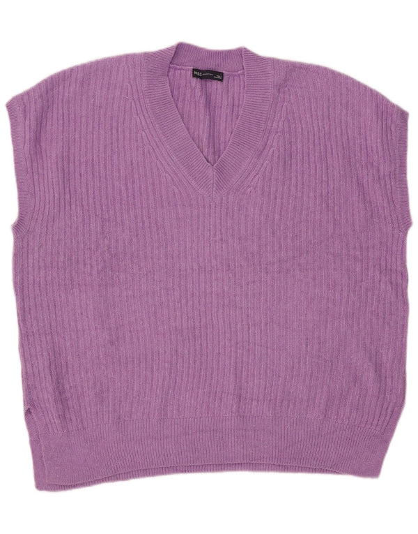 Marks & Spencer Womens Oversized Vest Tank Top UK 16 Large Purple Acrylic