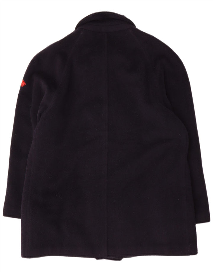 Les Copains Mens Double Breasted Coat IT 48 Medium Navy Blue Cashmere