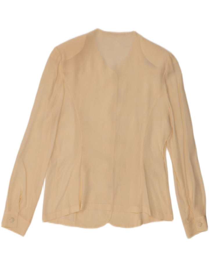 VINTAGE Womens Shirt Blouse IT 48 XL Off White Silk