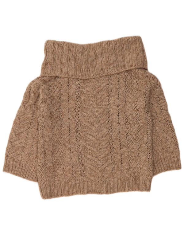 Benetton Womens 3/4 Sleeve Roll Neck Jumper Sweater UK 10 Small Beige