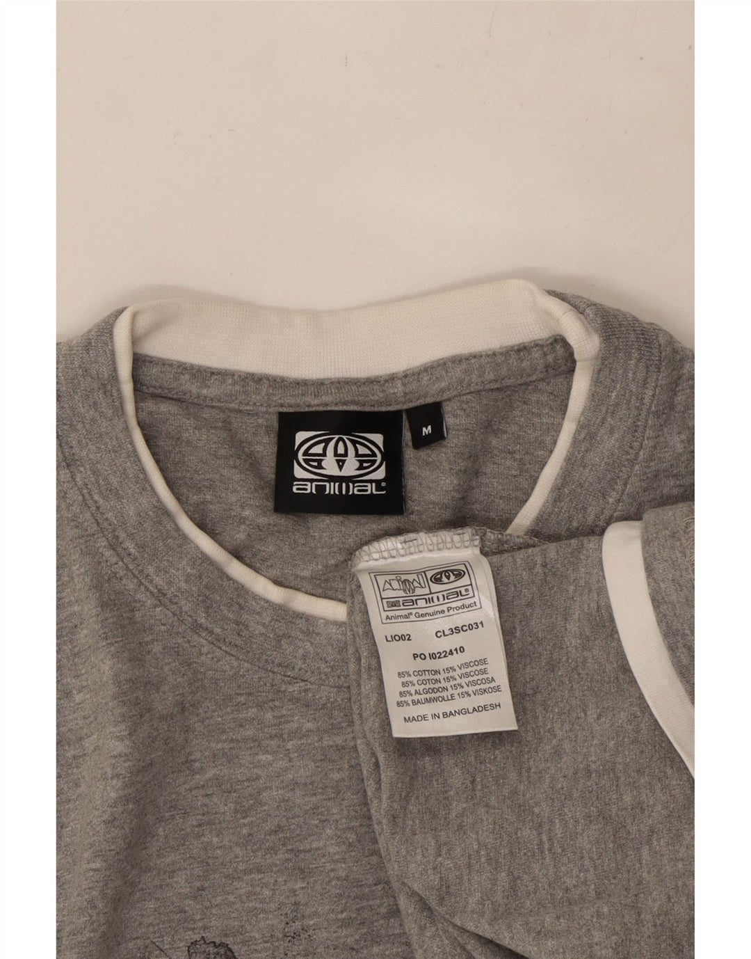 ANIMAL Mens Graphic T-Shirt Top Medium Grey Cotton