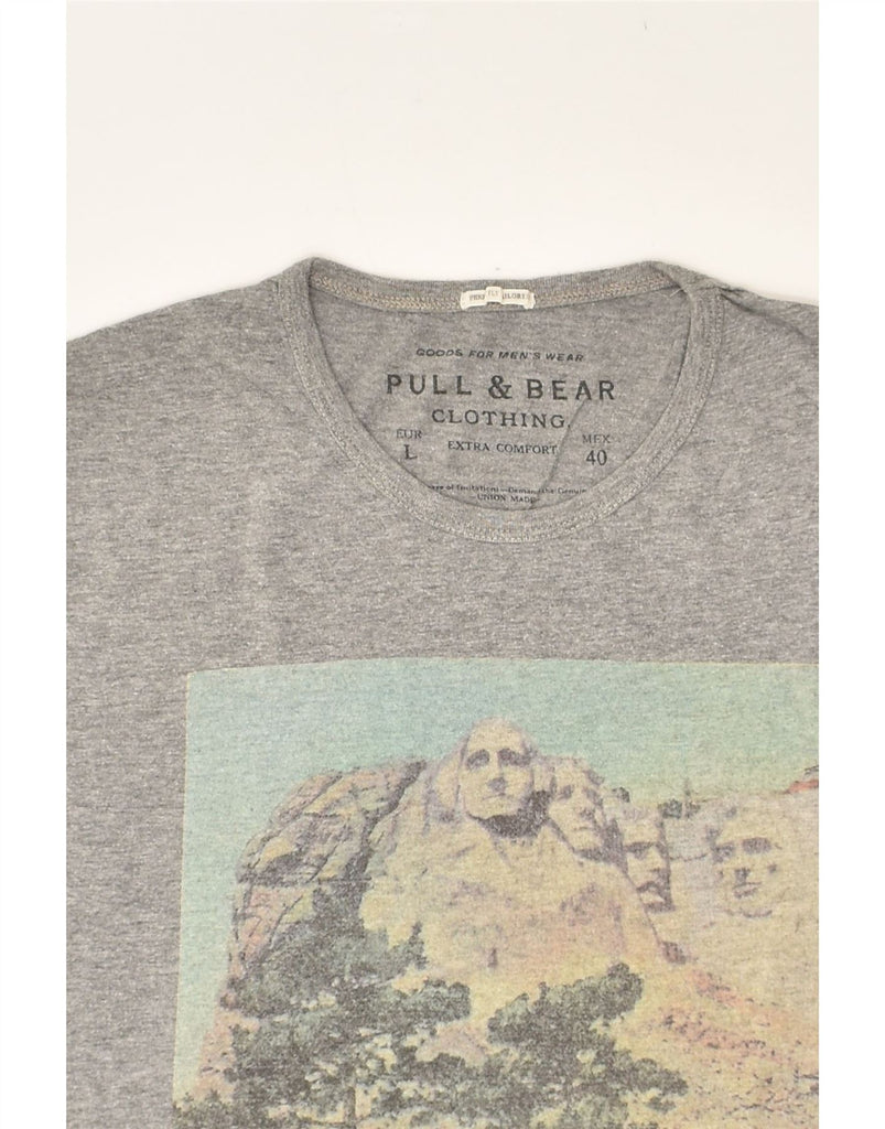 PULL & BEAR Mens Comfort Fit Graphic T-Shirt Top Large Grey Cotton | Vintage Pull & Bear | Thrift | Second-Hand Pull & Bear | Used Clothing | Messina Hembry 