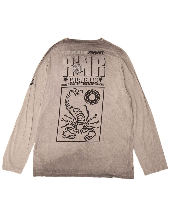 Scorpion Bay Mens Graphic Top Long Sleeve XL Grey Cotton