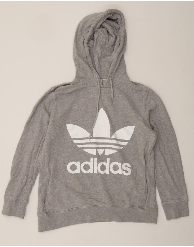 ADIDAS Womens Graphic Hoodie Jumper UK 16 Large  Grey Vintage Adidas and Second-Hand Adidas from Messina Hembry 