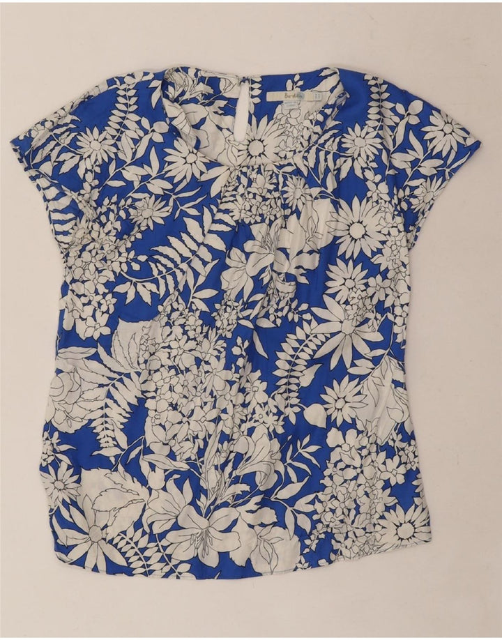 BODEN Womens Blouse Top UK 8 Small Blue Floral Viscose