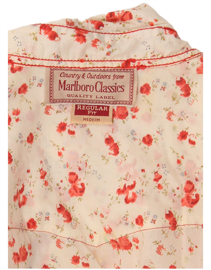 Marlboro Classics Womens Regular Fit Shirt Blouse UK 14 Medium White Floral