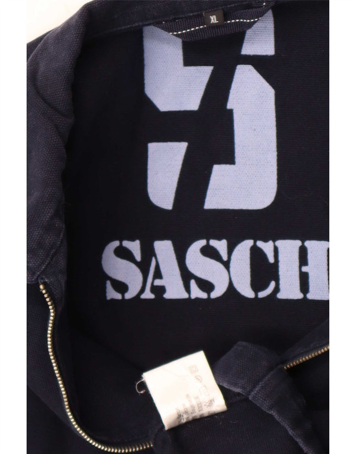 Sasch Mens Bomber Jacket UK 42 XL Navy Blue Cotton