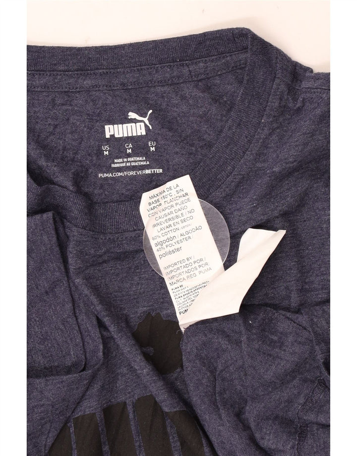 Puma Mens Graphic T-Shirt Top Medium Navy Blue Flecked Cotton